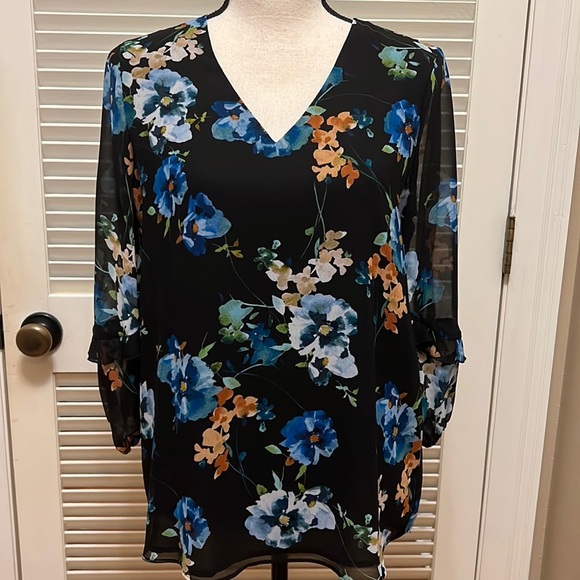 Calvin Klein Tops - 1. Calvin Klein Floral Blouse, Size Small